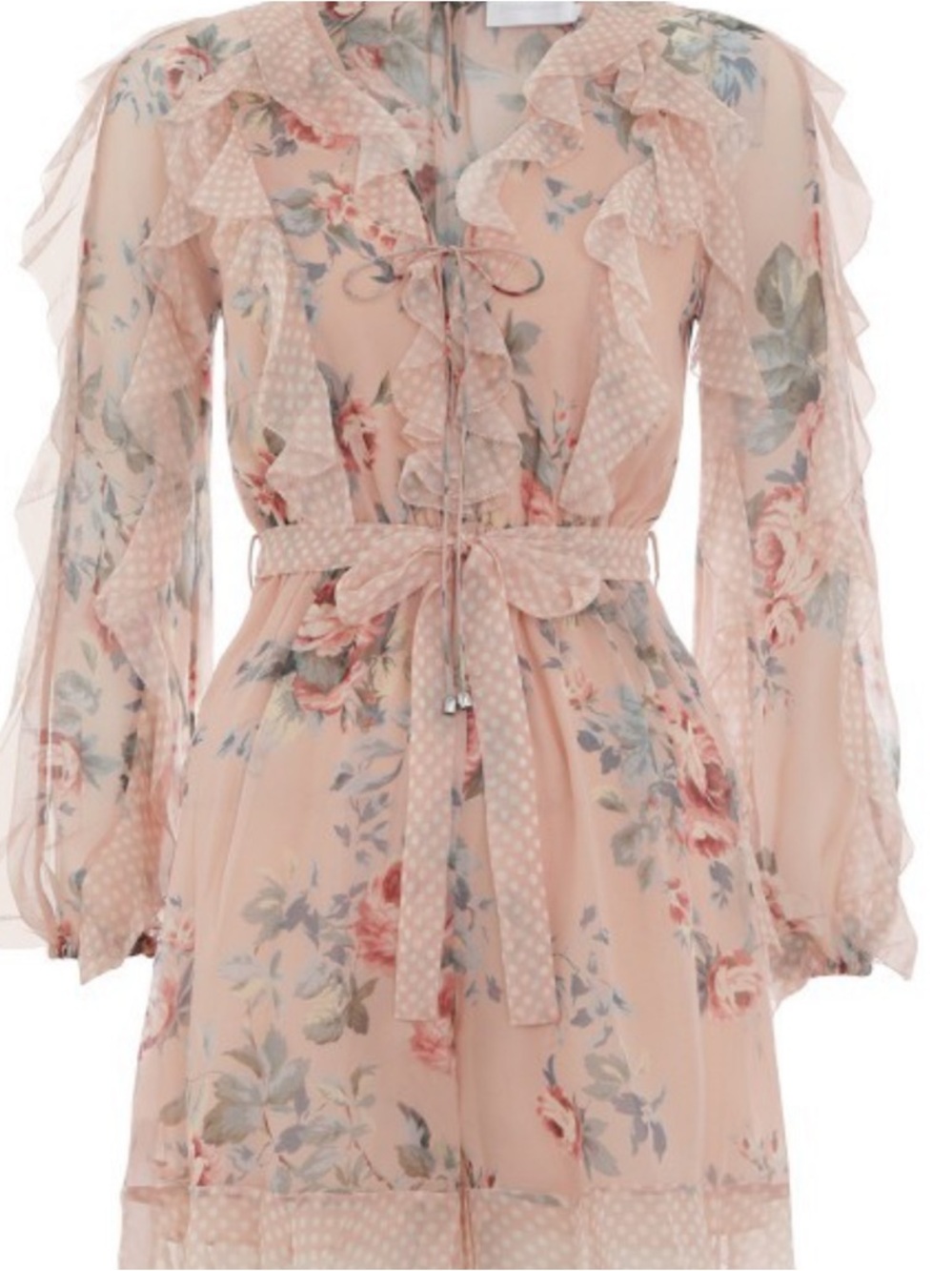 Zimmermann Blush Floral Ruffle Silk Playsuit 1 US4 Lux +